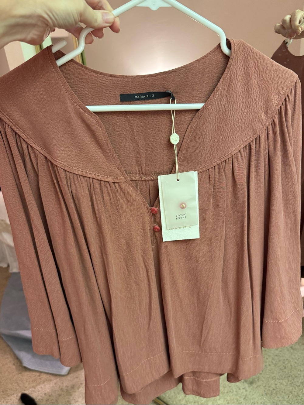 Rust-Pink/Mauve Pleated Women's Blouse